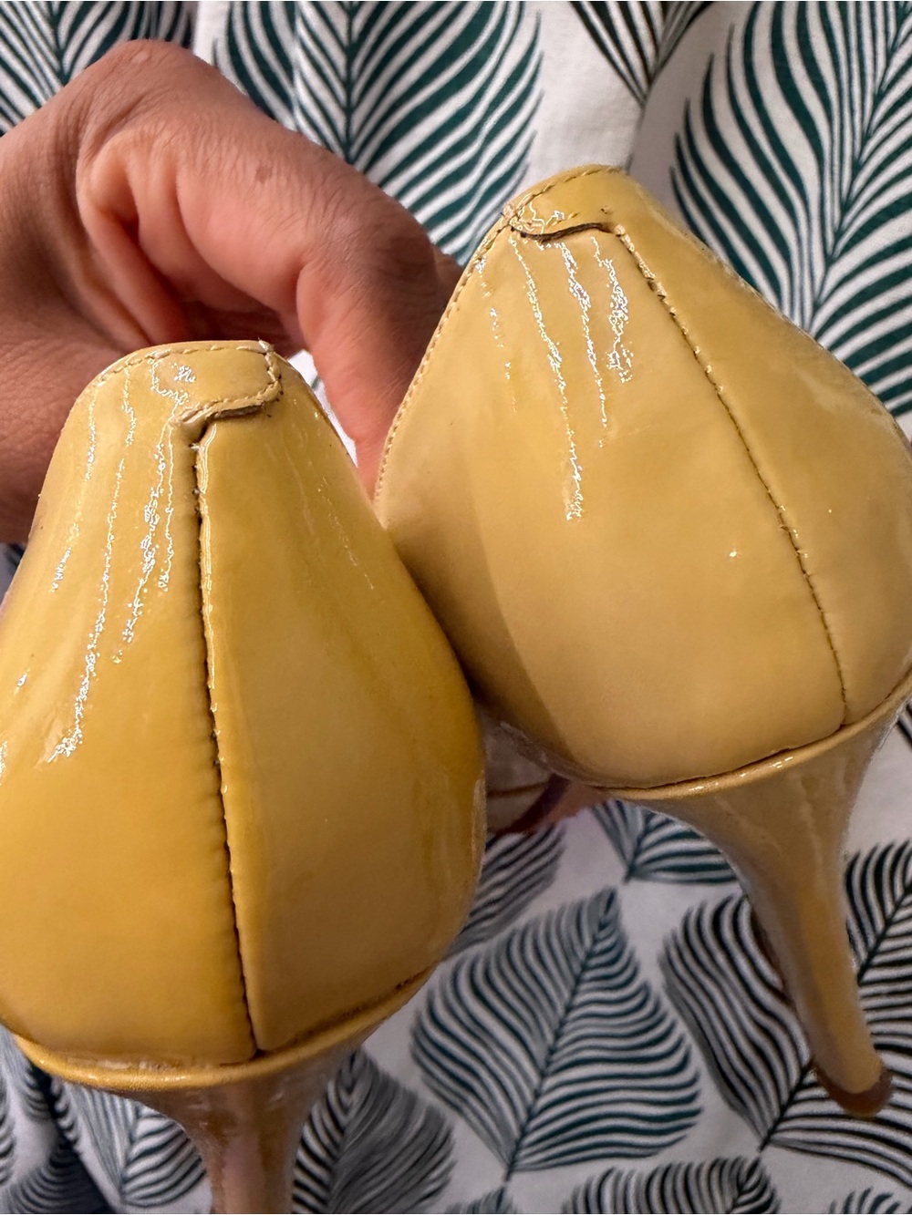 Cole Haan Yellow Patent Leather Peep-Toe Heels - Picture 7 of 8